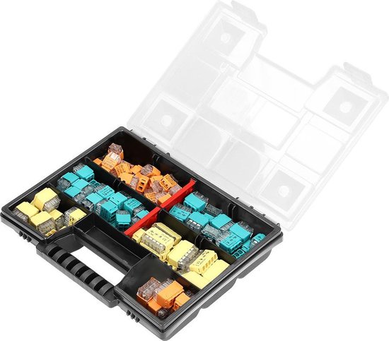 Transparante push-in connectoren in assortimentsdoos - 123 stuks - Ideaal voor DIY, klussen & verbouwen (lasklemmen/kabelverbinders)
