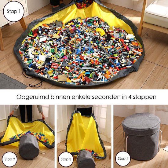 Multifunctioneel Opbergkleed Voor Lego - Speelgoed Organizer - Speelmat - opbergmand voor Kinderen - Geel - Lego Mat