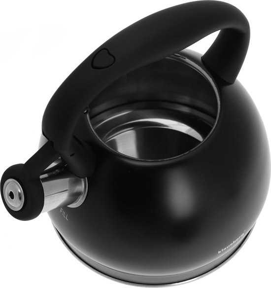 Klausberg 7428 - Fluitketel - RVS - 2 liter - zwart
