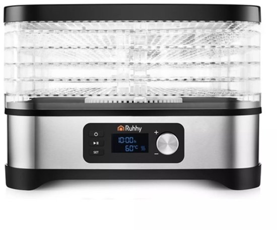 Ruhhy Voedseldroger 10L – Met LCD Timer en 5 Droogtrays Voor Champignons, Fruit en Groenten
