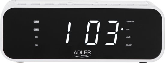 Adler 1192W - Wekkerradio met draadloze oplader voor je telefoon - Wit