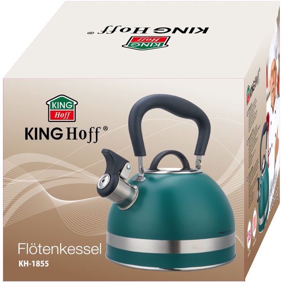Kinghoff 1855 - Fluitketel met fluit - 1.8 liter - RVS - Groen