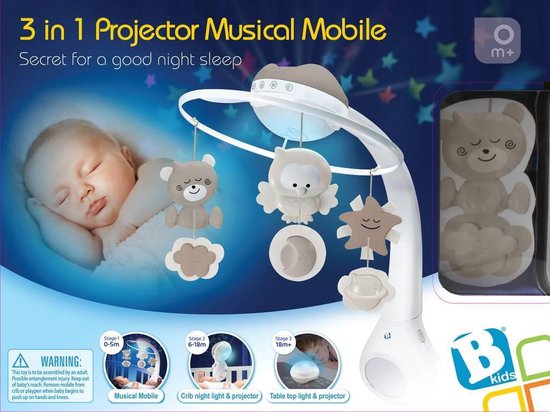 B Kids 3 in 1 projector Musical Mobile zand/taupe 3 in 1 projector Musical Mobile