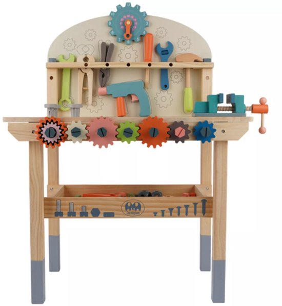 Kruzzel speelgoedwerkbank voor kinderen – 3‑in‑1 met gereedschap
