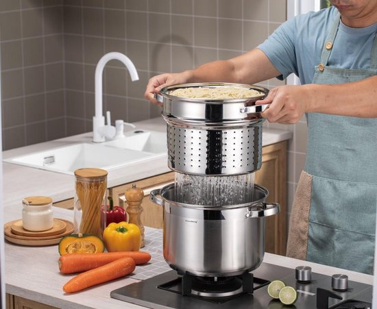 Klausberg 7738 - Kookpan met pasta inzetpan - 2 delig - 24 cm - 7.5 liter - rvs - alle warmtebronnen 14