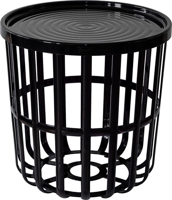BranQ - Bijzettafel - Salontafel - Rond - Met opbergmand - 40 x 40 x 40 cm - Zwart