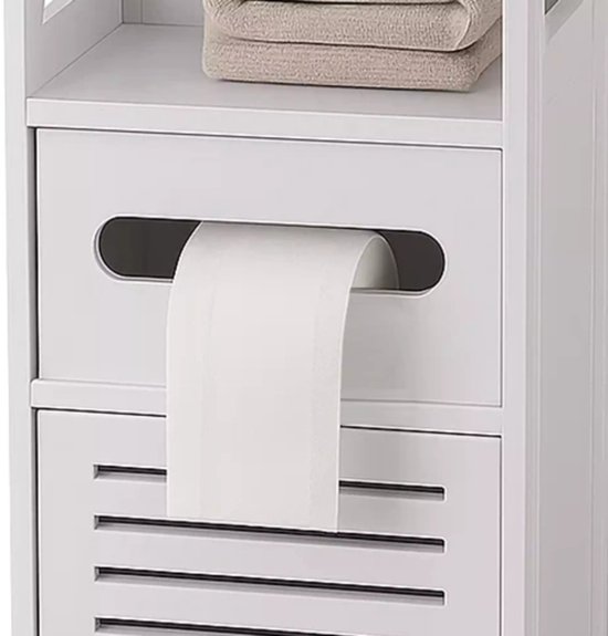 Ruhhy Badkamerkastje met Deurtje en Toiletpapierhouder – Wit 80 cm