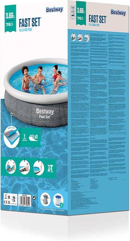 Opblaaszwembad Bestway Grijs 5377 L 366 x 76 cm