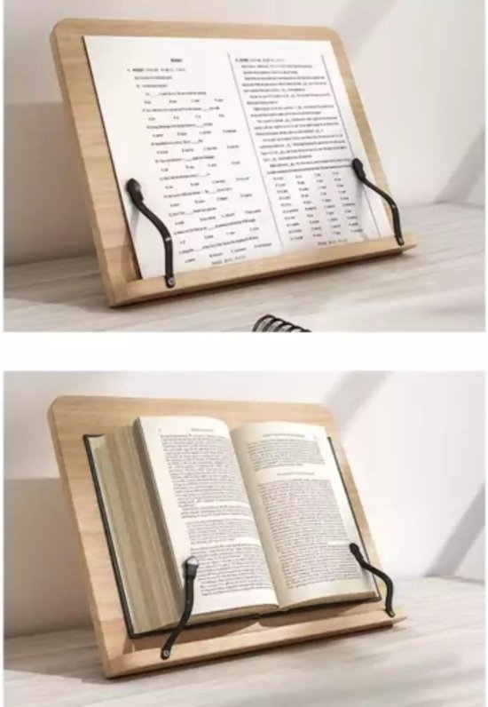 Malatec Kookboeken standaard - bamboe - verstelbaar - metaal - 21 x 28 cm - tablet houder