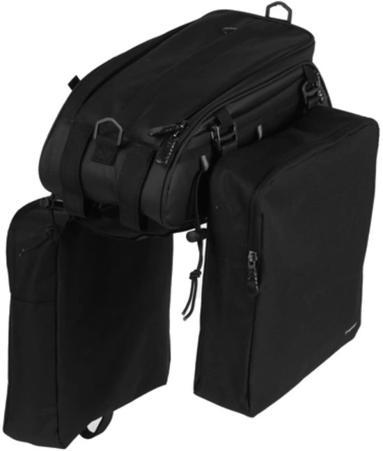 Trizand Fietstas - bagagedrager - 3-vaks - waterdicht - zwart - 16 liter - fietstas