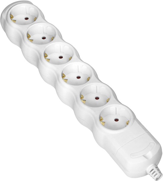 Bureau stekkerdoos - Verdeelstekker 6 voudig - Verdeeldoos horizontaal - Stekkerblok zonder snoer/kabel - Wit