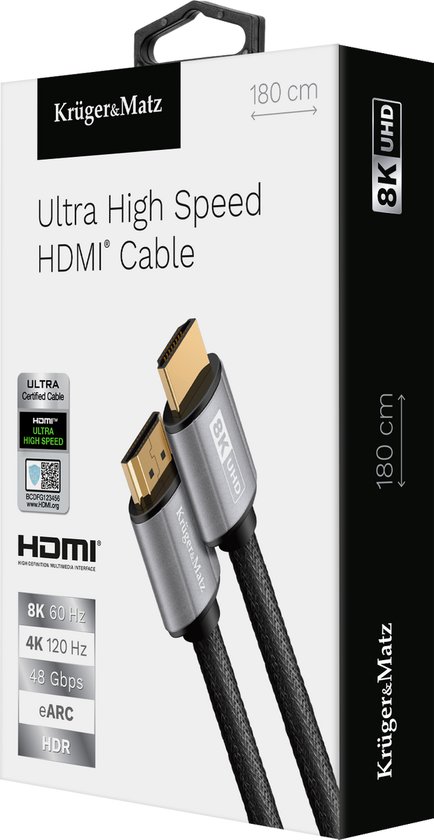 Krüger&Matz - HDMI 2.1 Kabel - 8K 60Hz - 1,8m