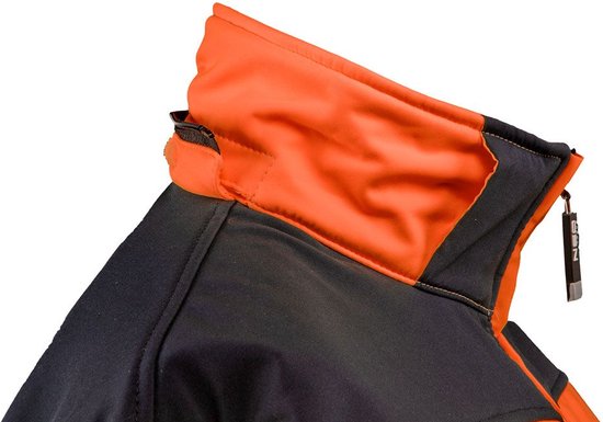 Neo Tools Hi-Vision Softshell Jas Flu Oranje XXL/56 Donkere Stof Water En Wind Bestendig ISO 20471:2013 ISO 13688:2013