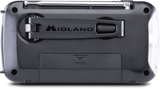 Midland ER100 Noodradio - zaklamp - dynamo - zonnecellen - AM/FM radio, 2600 MAH accu C1665