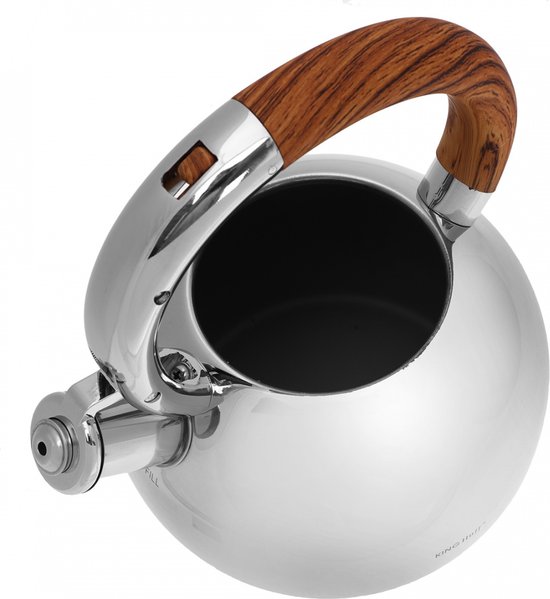 Kinghoff 3778 - Fluitketel - RVS - 3 liter - houten handvat