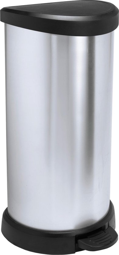 Curver Decobin - Prullenbak - 40 liter - Zilver Metallic