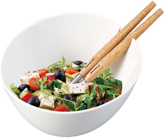 PORSELEINEN SALADEKOM MET BESTEK KLAUSBERG KB-7787 WIT