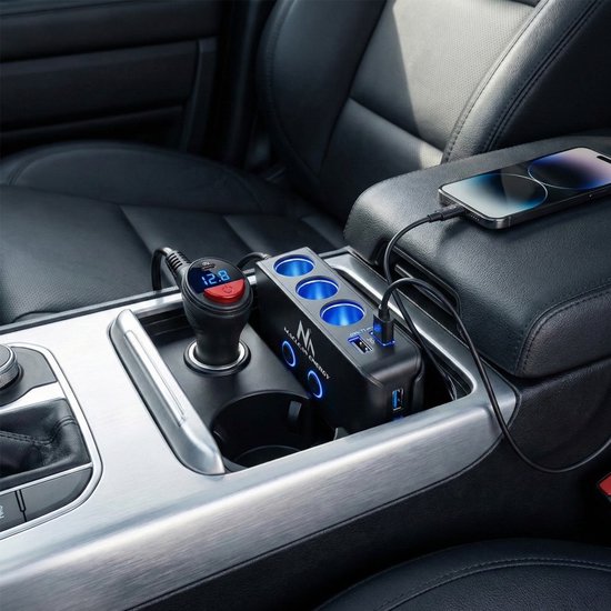 Autolader Triple Car Socket (2x USB ) MACLEAN 3 auto sigarettenaanstekerstekkers 2 poorten USB
