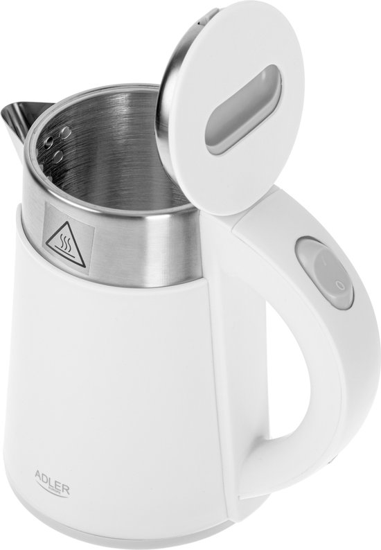 Adler AD 1372 - Witte elektrische waterkoker - klein formaat - 0.6 liter