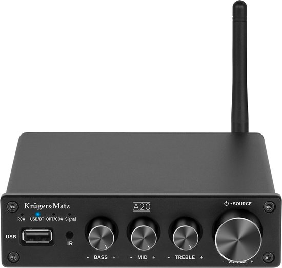 Krüger&Matz A20 - Stereo Versterker - Bluetooth 5.0 - aptX HD - 2x100W