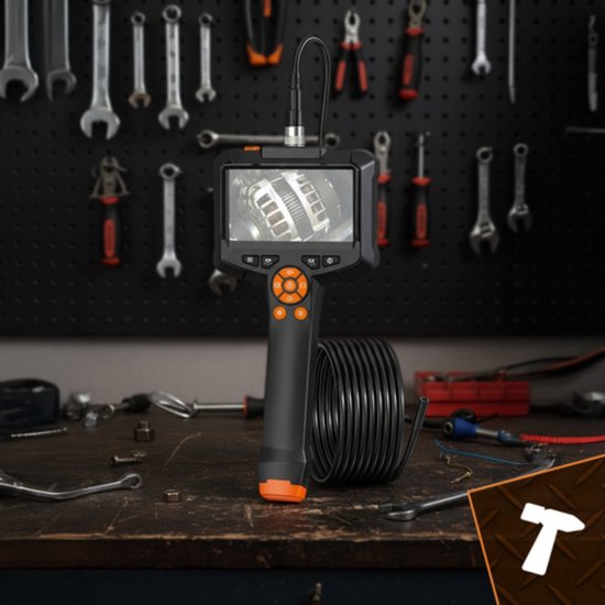 Bigstren Endoscoop inspectiecamera 5 meter met LED verlichting display en accessoires voor leidingen en motoren