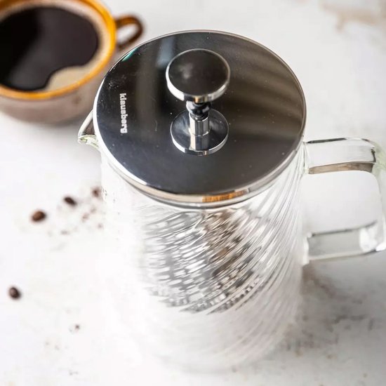 Klausberg Piston Koffie-/Thee Zetter - Glas - 1Liter - Theepress | theemaker| theezetter| French press voor koffie en thee