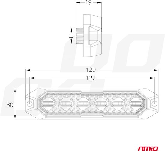 AMiO Stroboscoop Zwaailicht Slanke Amber Grill Mount Flitslicht 6x3W LED R65 R10 12/24V IP6K9K Oranje