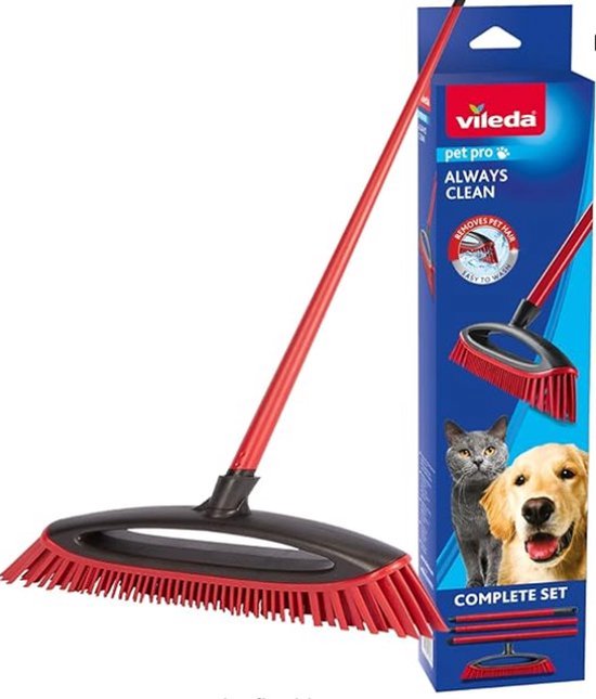 Vileda - Bezemborstel - Always Clean Pet Pro borstelset, rood, medium