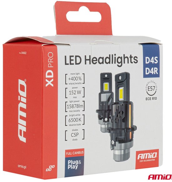 AMiO XD PRO D4S D4R LED Koplampen Full Canbus 6500K Wit Licht - 15878LM 152W Xenon Vervanging Plug en Play Krachtige Upgrade