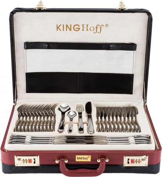 KINGHOFF 3515 - luxe bestekset koffer - 72 delig - 12 persoons - Modern bestek