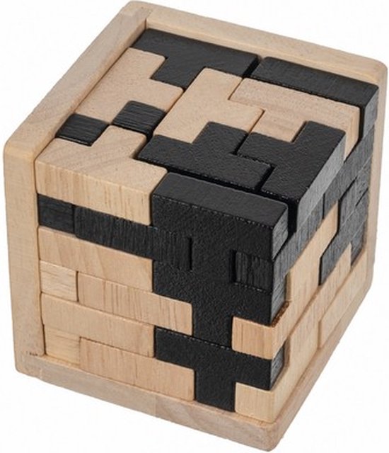 Houten 3D Puzzel | Kubus | Tetris puzzel | 50 delig | Breinbreker