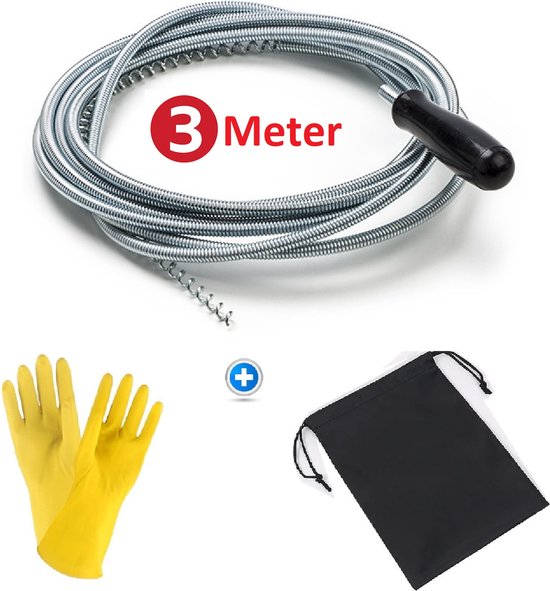 Maxenza Onstoppingsveer 3 Meter in combinatie met een Handschoen - Rioolontstopping - Afvoer Ontstoppen - Verstopte Gootsteen
