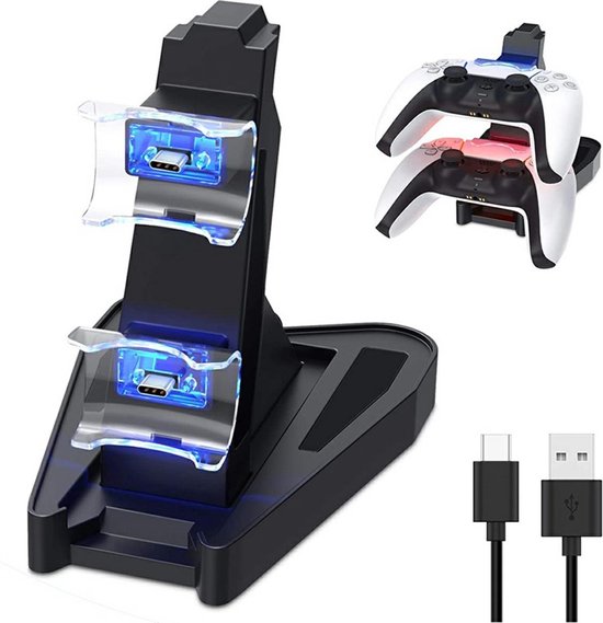 Laadstation - Docking station voor Playstation 5 - voor 2 Controllers - DualSense charging station - LED