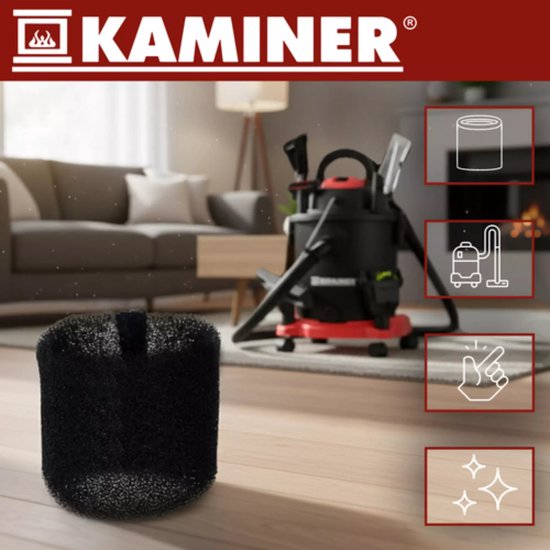Kaminer Herbruikbaar sponsfilter 28 x 7,5 cm voor Kaminer 20 liter was- en industrieel stofzuiger