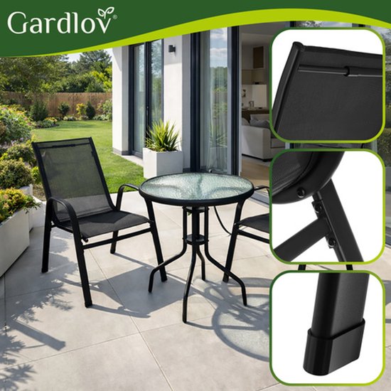 GARDLOV balcony garden furniture set, table + 2 chairs, for terrace, balcony and garden