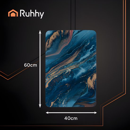 Ruhhy badmat 60x40 cm – marmerlook, absorberend, antislip