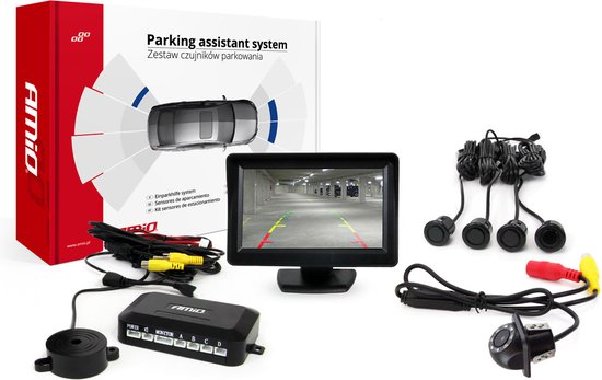 Parkeerhulpsysteem TFT01 4,3" met HD-305 LED 4 sensoren zwart "GOLD".