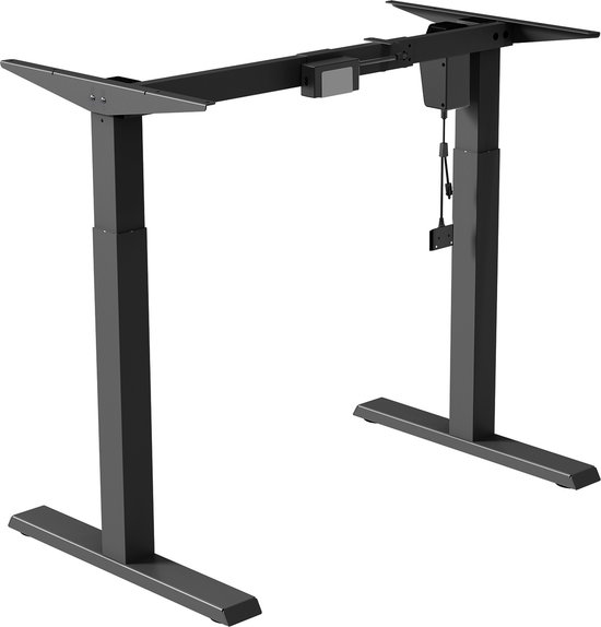 Ergo Office - Zit-sta bureau - Elektrisch in hoogte verstelbaar bureau max hoogte 123cm - max 70 kg | Zonder tafelblad - Zwart