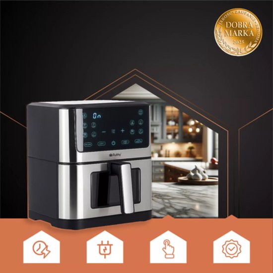 Ruhhy Airfryer XXL 8L – Olievrije Friteuse met 10 Programma's