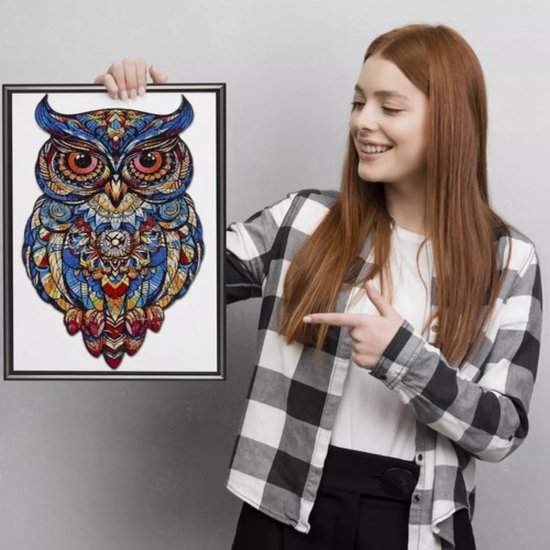 Kruzzel Houten Uilen Puzzel – 177 Stukken – Kleurrijke Decoratieve Puzzel