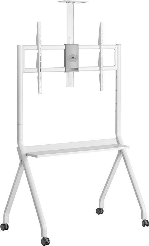 Maclean TV-standaard / trolley, camera plank, op wielen, 55-100", max. belasting 120kg/10kg plank, max. VESA 900x600, wit, MC-114 W