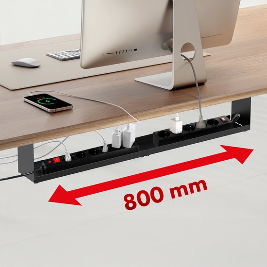 Maclean - Compacte kabelgoot voor onder het bureau, max. belasting 5kg, zwart, MC-107 B