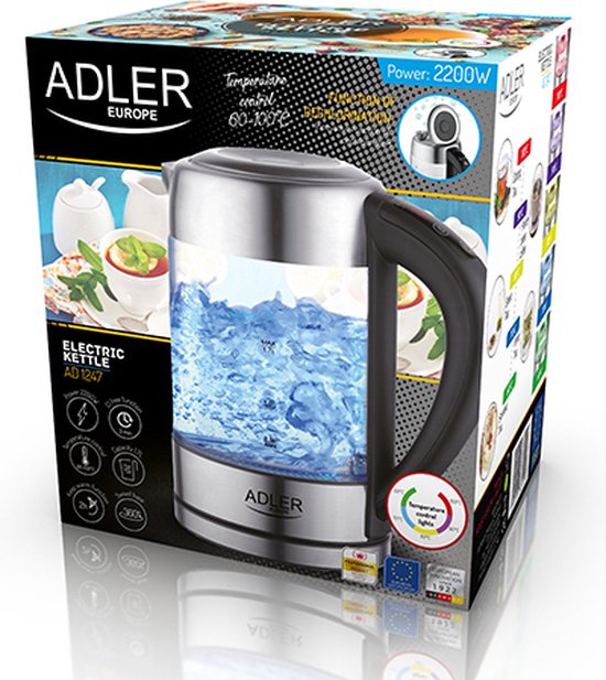 Adler AD 1247 - Glazen Waterkoker met kleurverlichting 1,7 liter