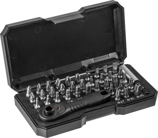 NEO TOOLS Ratelbitset  38-Delig Met Handige Mini Ratel 1/4'' S2 Staal
