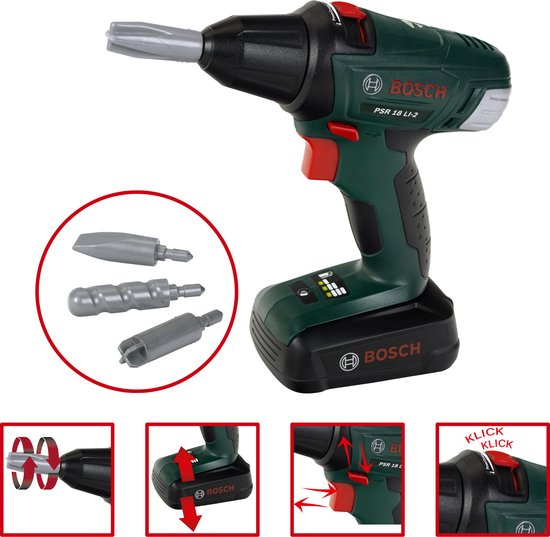 Klein Toys - Bosch mini draadloze speelgoed boor - Speelgoed gereedschap - groen
