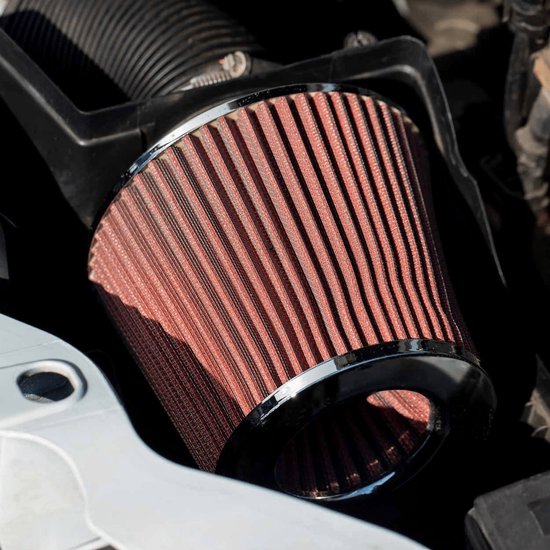 AMiO Open Luchtfilter Sport Filter met Cold Air Intake & 3 Adapters Rood
