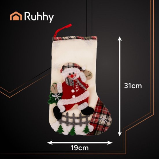 Ruhhy kerstsokken set 4 stuks – decoratieve sokken met kerstman, rendier en sneeuwpop