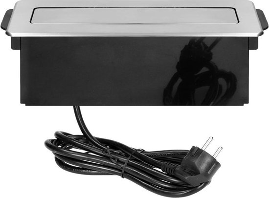 Orno Pop-up Stekkerdoos met usb - Inbouw verdeelstekker met HDMI 2.0 - Stekkerblok met 2 stopcontacten - RVS/Zwart