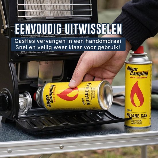 Alpen Camping Butaangasfles 400ml Gaspatroon Gasbus – Betrouwbaar kookgas voor onderweg en noodpakket