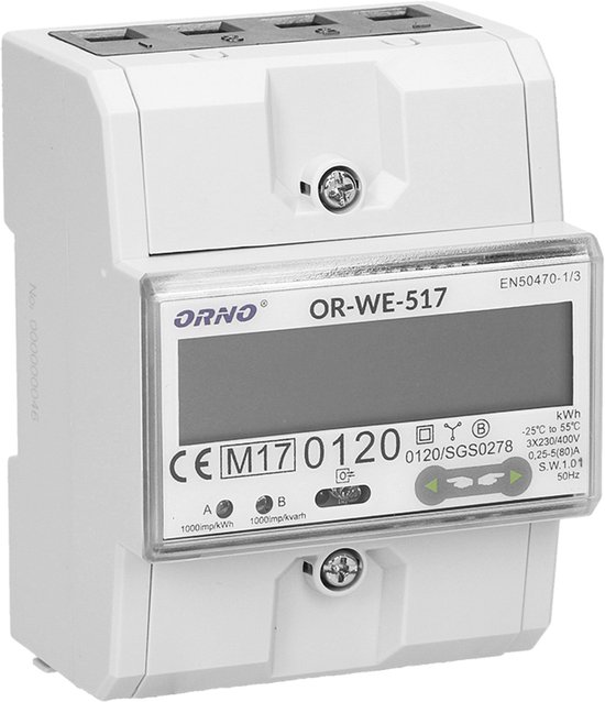 ORNO OR-WE-517, Elektronisch, Plug-in, Uitgangsvermogen, Wit, kWh, LCD